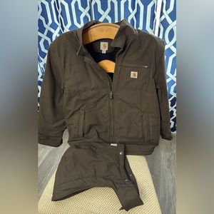 Car hart jacket and snap on hood lightly used.